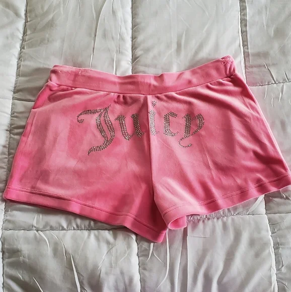 Juicy Couture Big Bling Velour Track Shorts Women's XL Pink - Picture 5 of 10